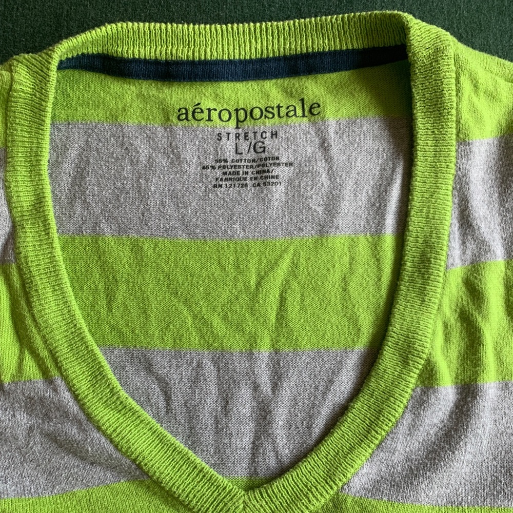 Aeropostale Striped neon v neck sweater